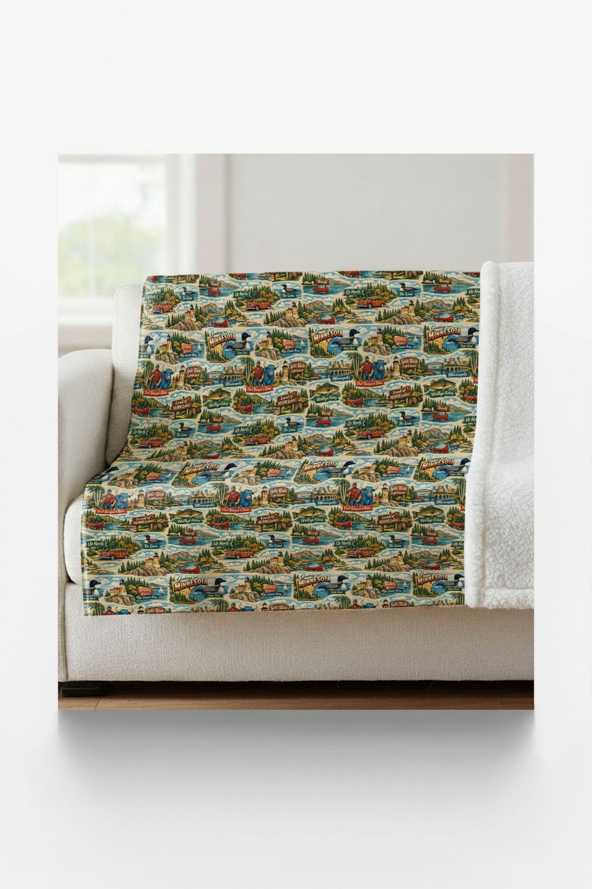 Minnesota Postcard Memories Sherpa Blanket - London Penny Gift Wrap