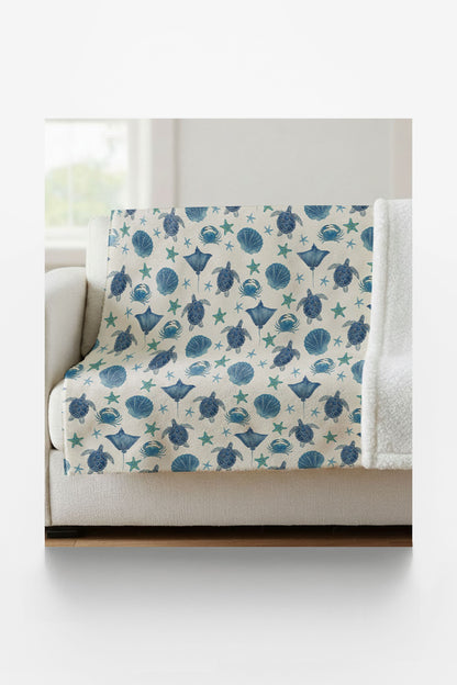 Sea Creature Symphony Sherpa Blanket