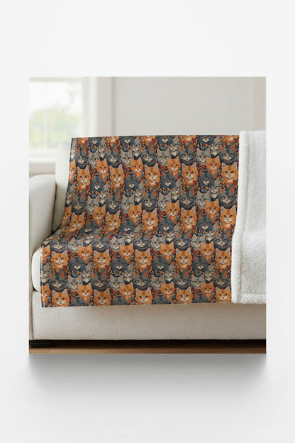 Tiny Tabby Cat Tumbles Sherpa Blanket