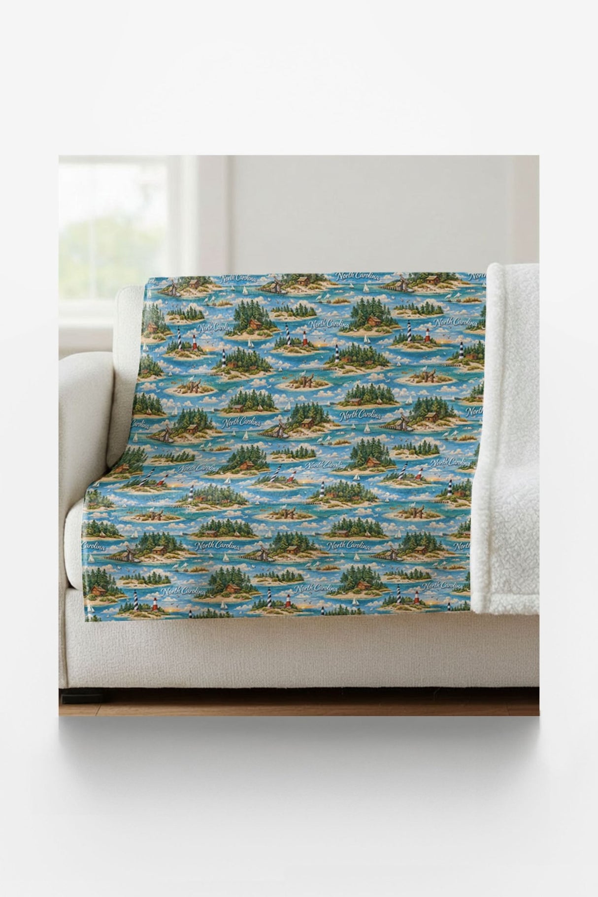 North Carolina Coastal & Pine Sherpa Blanket - London Penny Gift Wrap