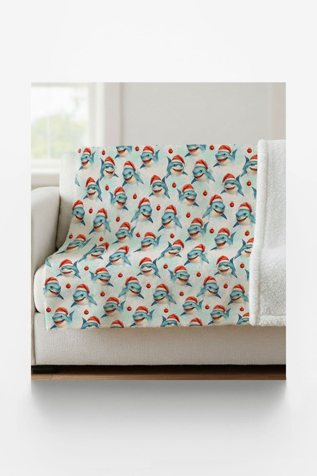 Festive Great Whites Sherpa Blanket - London Penny Gift Wrap