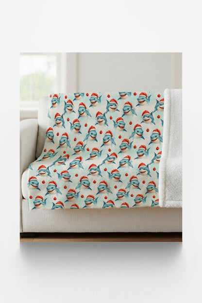 Festive Great Whites Sherpa Blanket