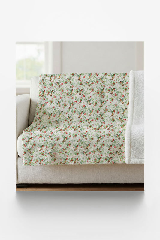 Holiday Hummingbirds Sherpa Blanket