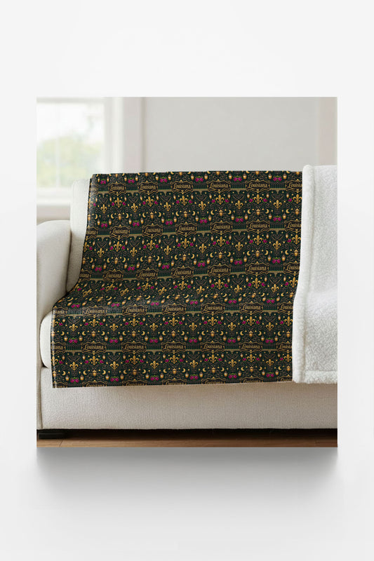 Louisiana French Quarter Flourish Sherpa Blanket