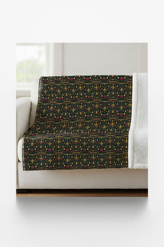 Louisiana French Quarter Flourish Sherpa Blanket - London Penny Gift Wrap