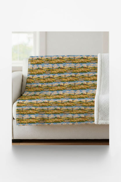 Nebraska Prairie Horizon Sherpa Blanket