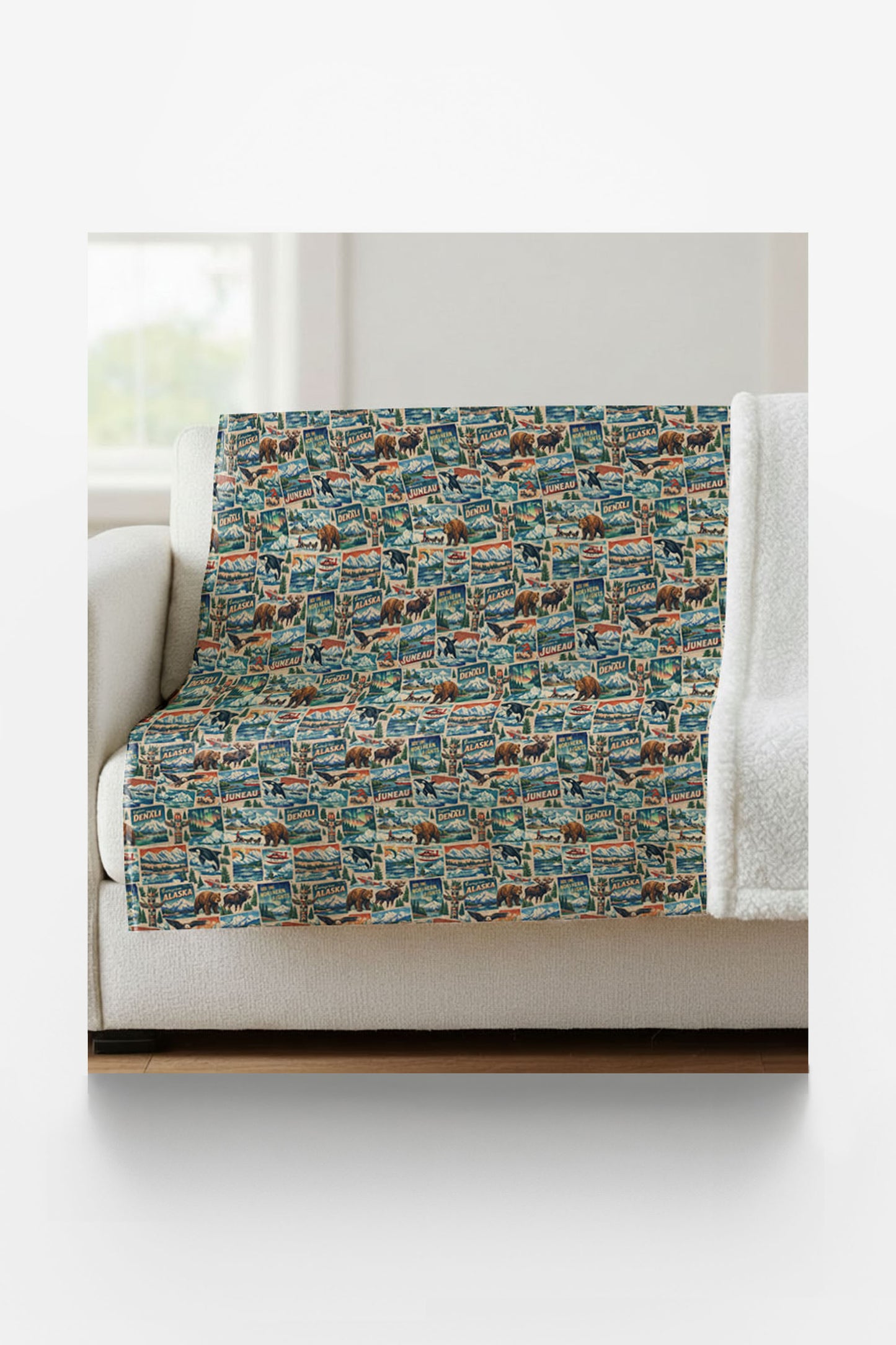 Alaska Postcard Memories Sherpa Blanket
