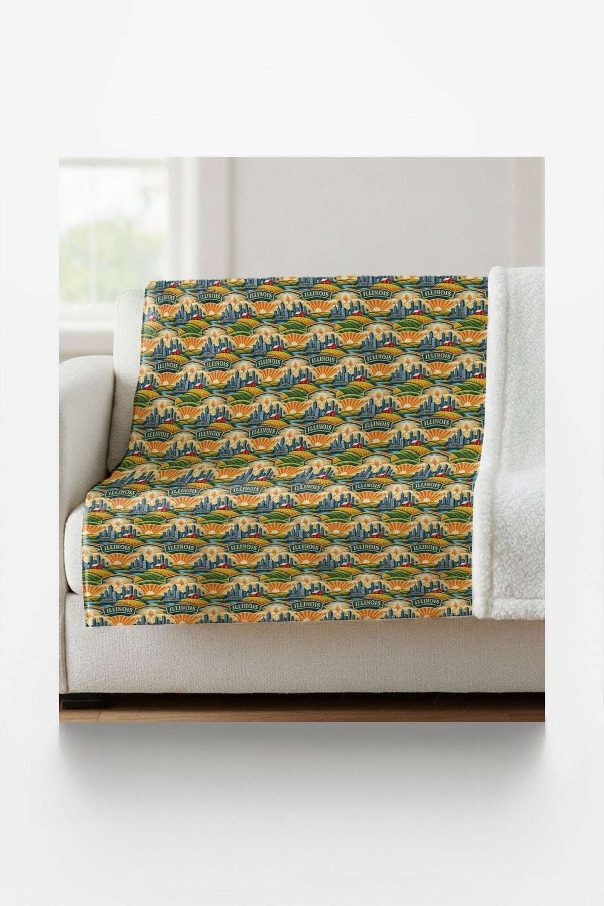Illinois Prairie Modern Sherpa Blanket - London Penny Gift Wrap