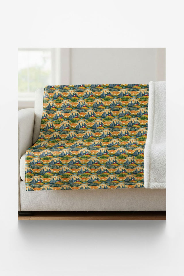 Illinois Prairie Modern Sherpa Blanket - London Penny Gift Wrap