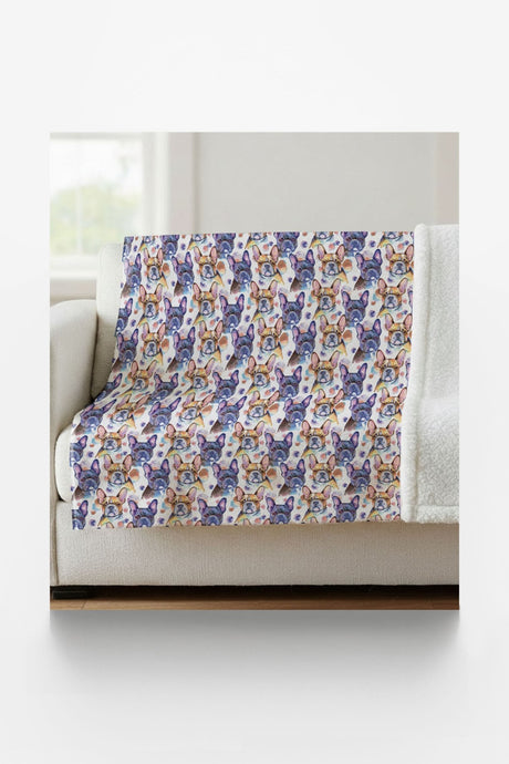 French Bulldog - Oui, oui! Sherpa Blanket - London Penny Gift Wrap