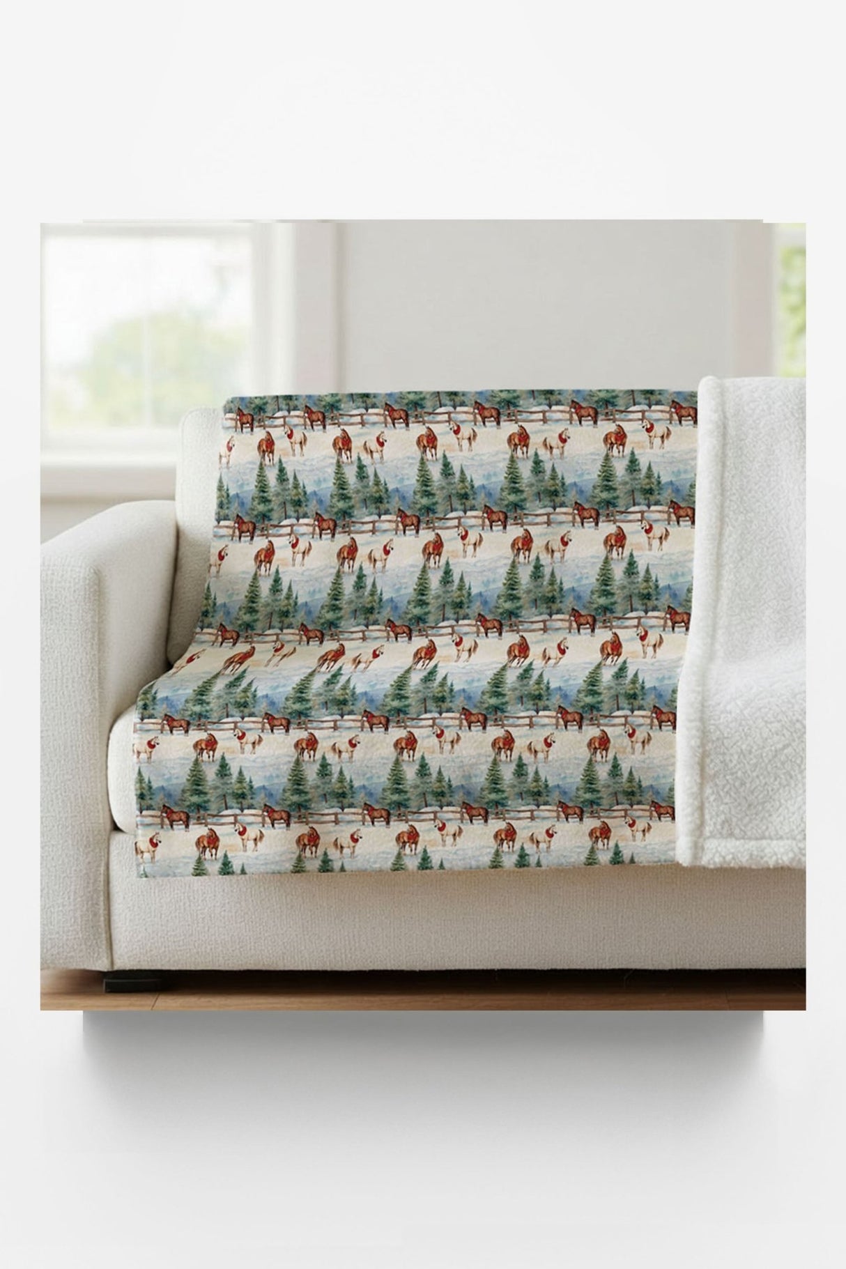 Evergreen Equestrian Sherpa Blanket - London Penny Gift Wrap