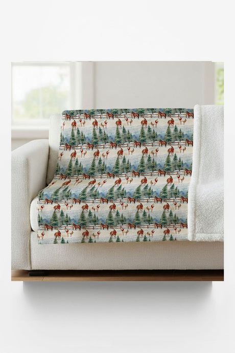 Evergreen Equestrian Sherpa Blanket - London Penny Gift Wrap