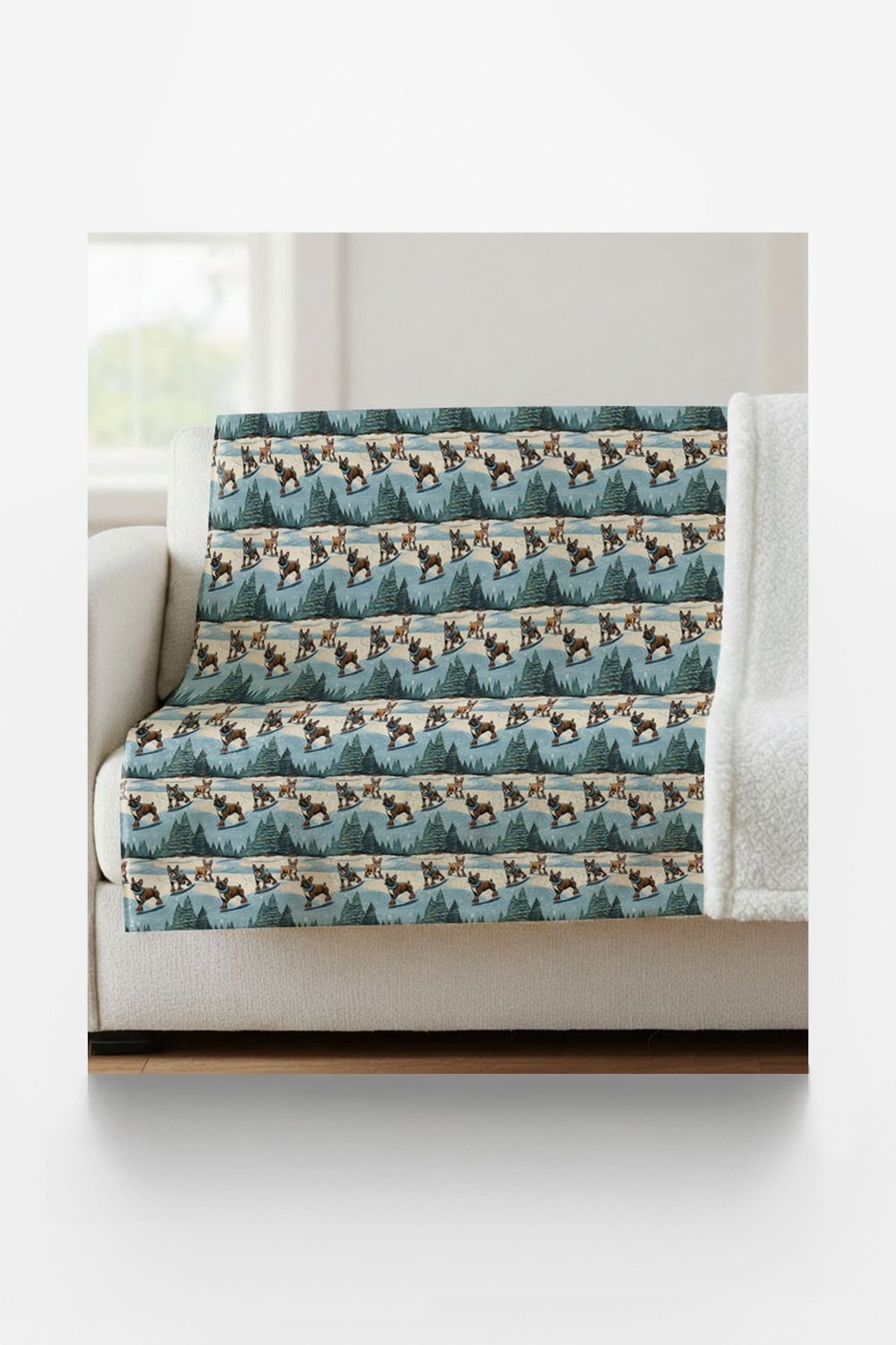 Frenchie Pirouettes Sherpa Blanket - London Penny Gift Wrap