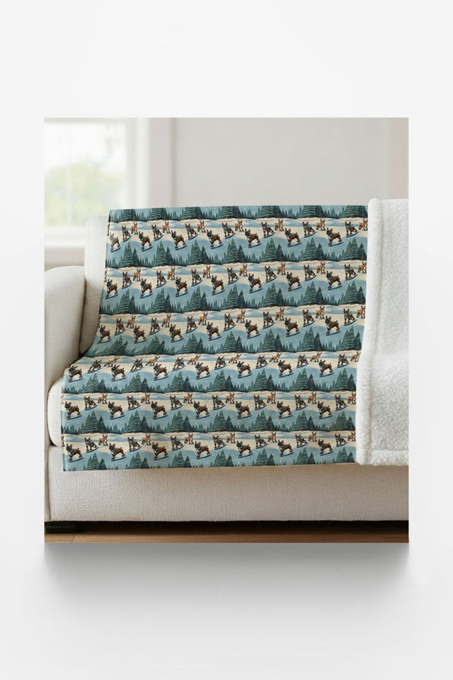 Frenchie Pirouettes Sherpa Blanket - London Penny Gift Wrap