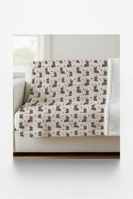 Dachshund Noel Sparkle Sherpa Blanket - London Penny Gift Wrap