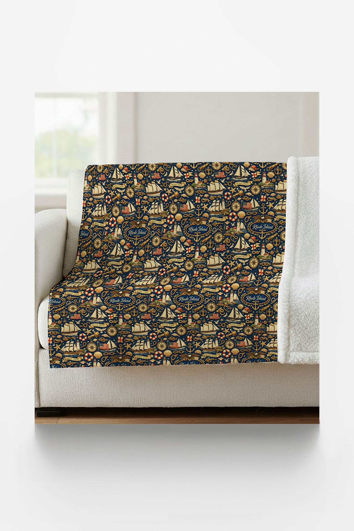 Rhode Island Nautical Charm Sherpa Blanket