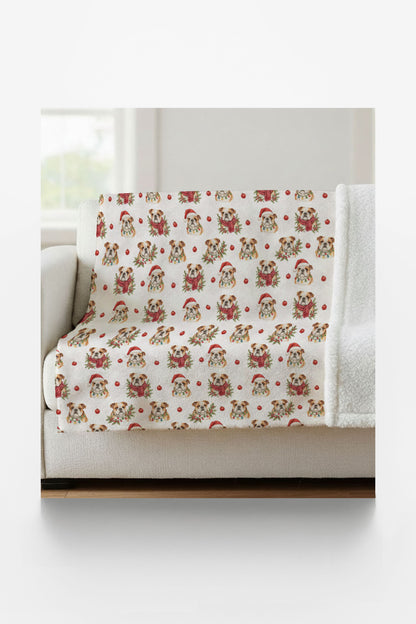 Bulldog Christmas Charm Sherpa Blanket