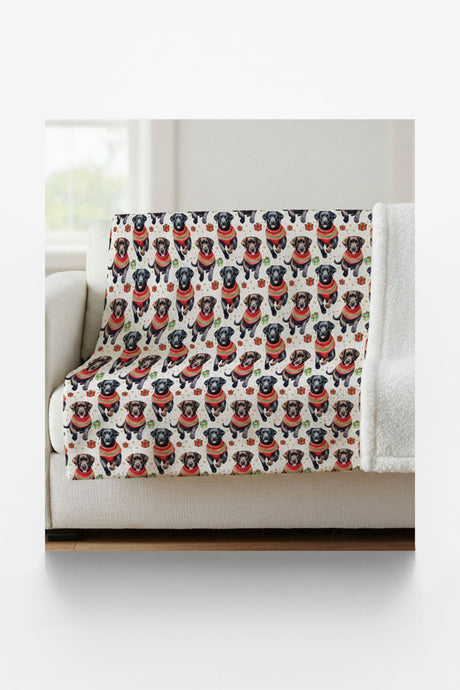 Labrador Holiday Sweaters Sherpa Blanket - London Penny Gift Wrap
