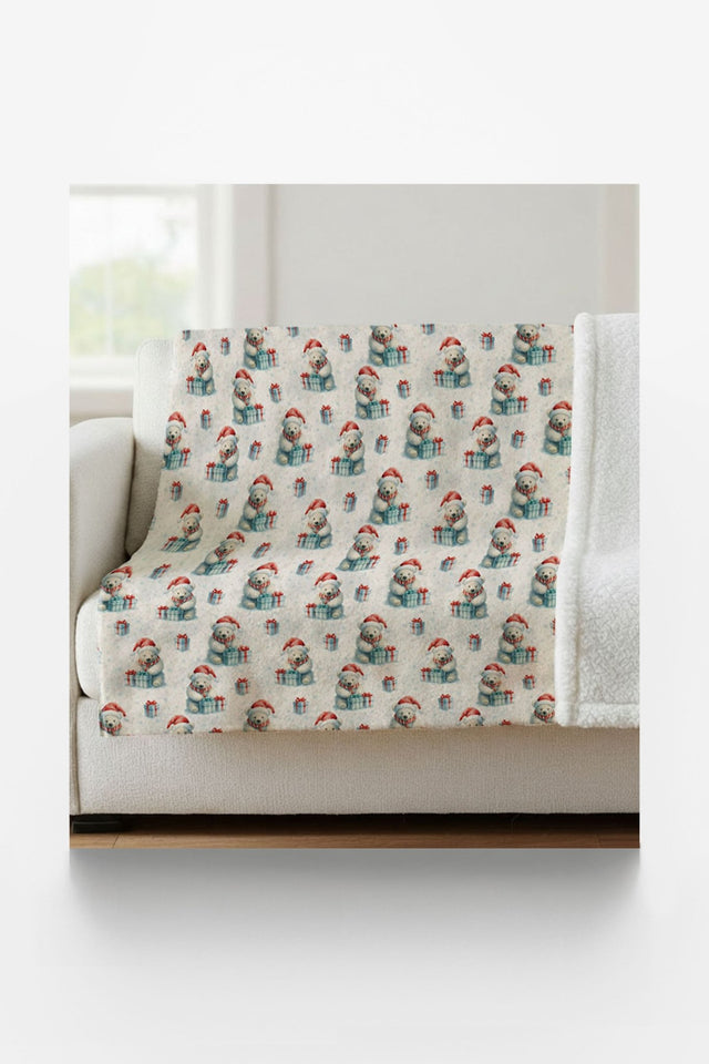 Polar Bear Cheer Sherpa Blanket - London Penny Gift Wrap