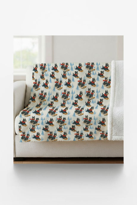 Snowy Trails, Schnauzer Tales Sherpa Blanket - London Penny Gift Wrap