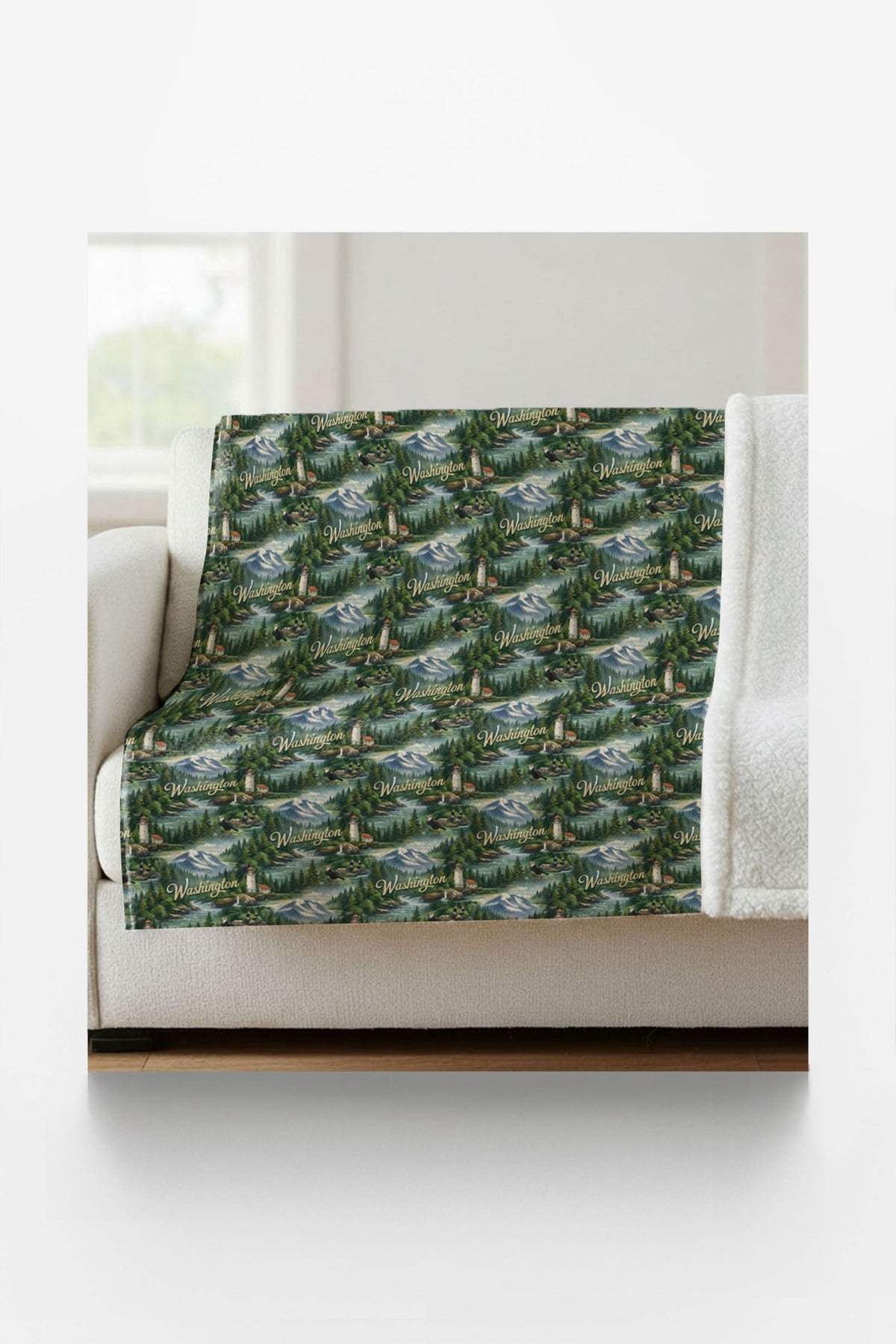Washington Evergreen Coast Sherpa Blanket - London Penny Gift Wrap