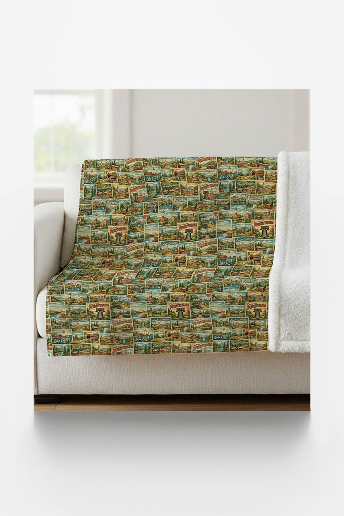 Pennsylvania Postcard Memories Sherpa Blanket - London Penny Gift Wrap