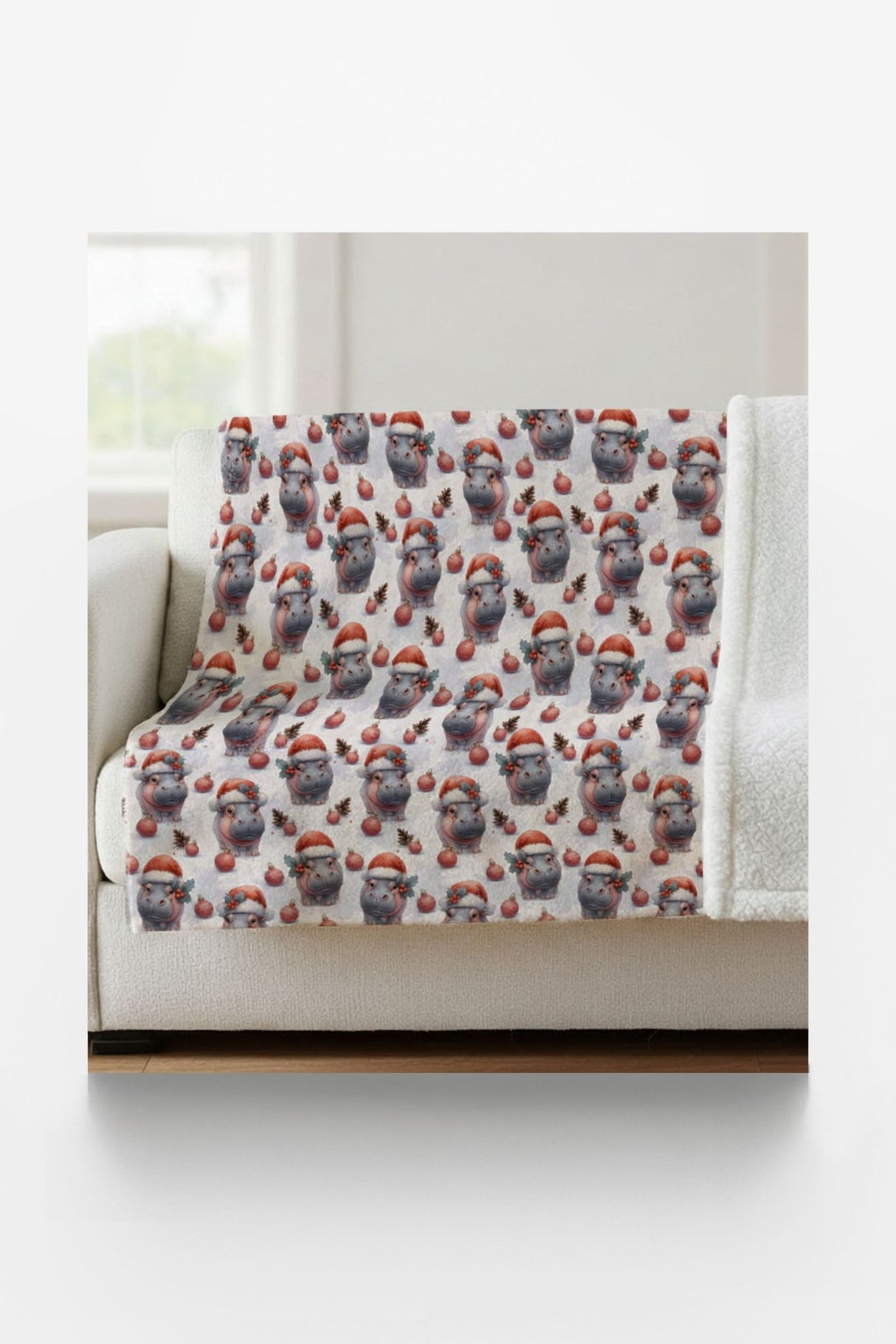 Jolly Hippo Christmas Sherpa Blanket - London Penny Gift Wrap