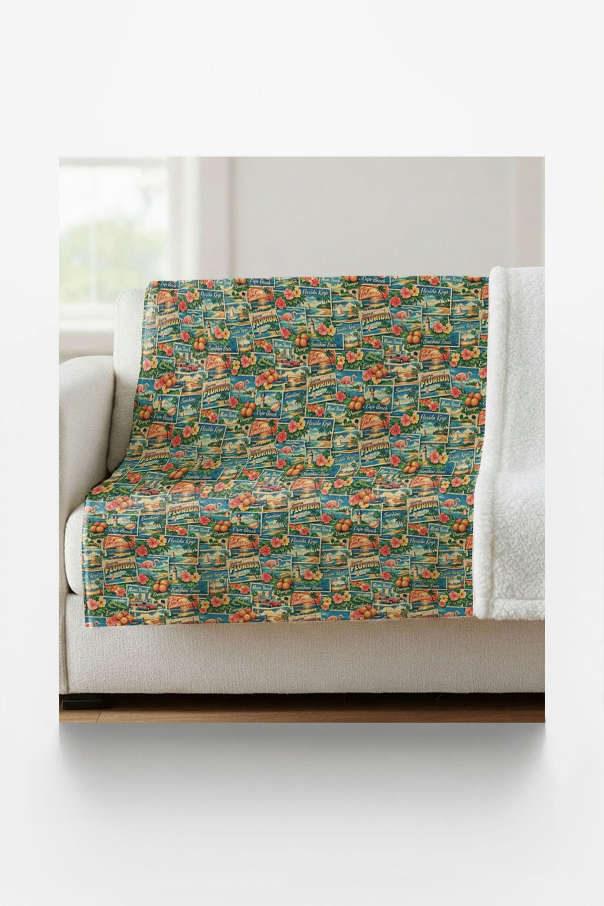 Florida Postcard Memories Sherpa Blanket - London Penny Gift Wrap