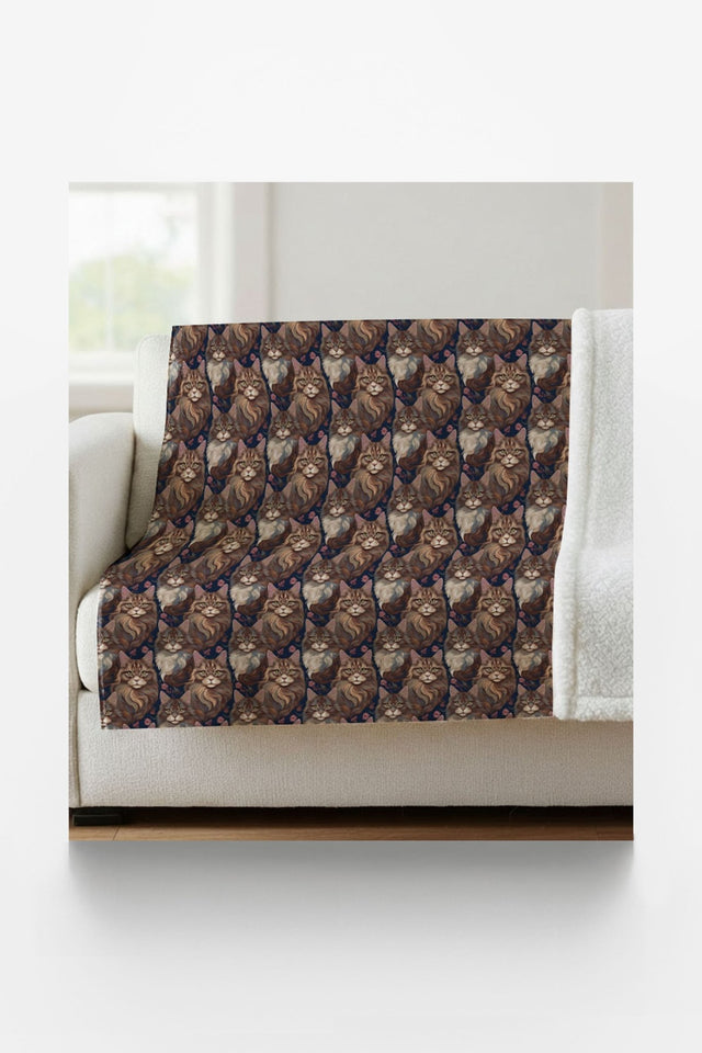 Purrfectly Maine Coon Cat Sherpa Blanket - London Penny Gift Wrap
