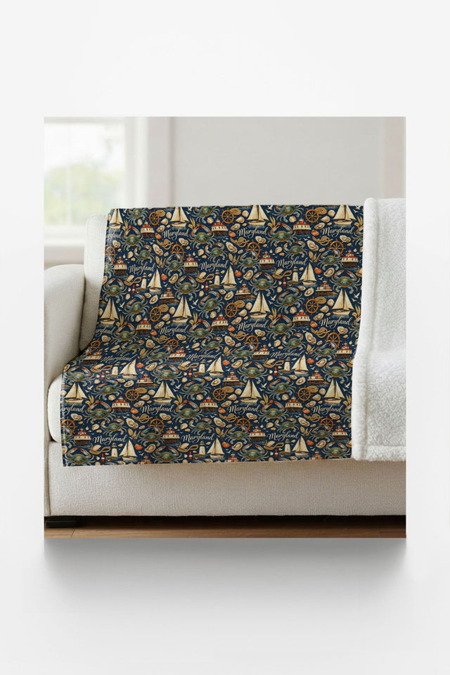 Maryland Chesapeake Classic Sherpa Blanket - London Penny Gift Wrap