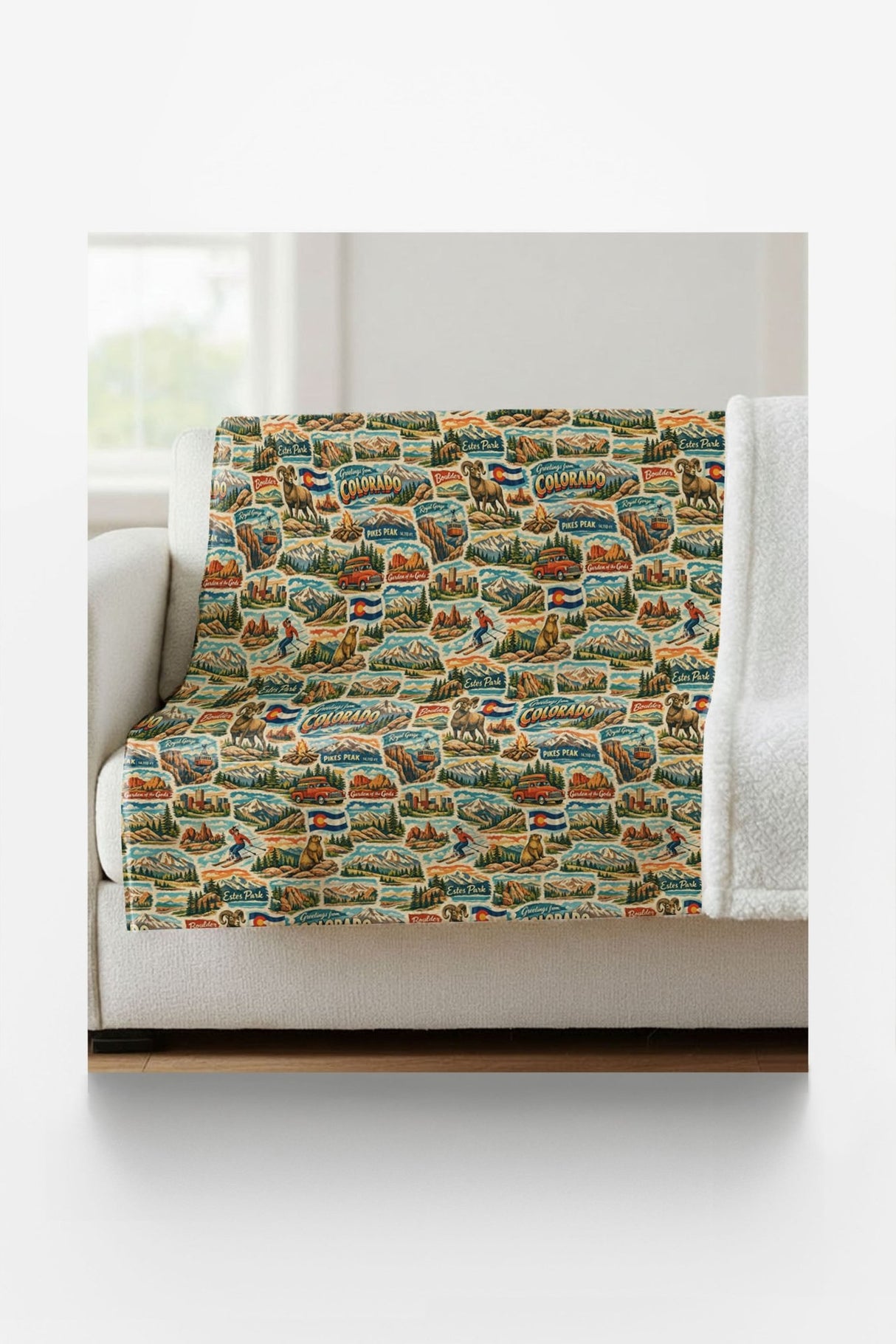 Colorado Postcard Memories Sherpa Blanket - London Penny Gift Wrap