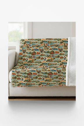 Colorado Postcard Memories Sherpa Blanket - London Penny Gift Wrap