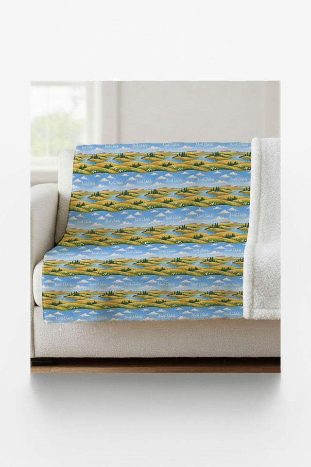 North Dakota Northern Prairie Sherpa Blanket - London Penny Gift Wrap