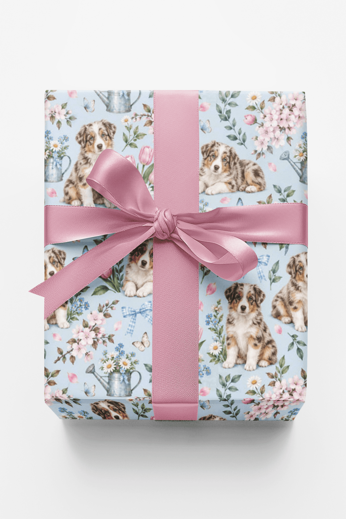 Red merle Aussie Spring Garden Wrapping Paper - London Penny Gift Wrap