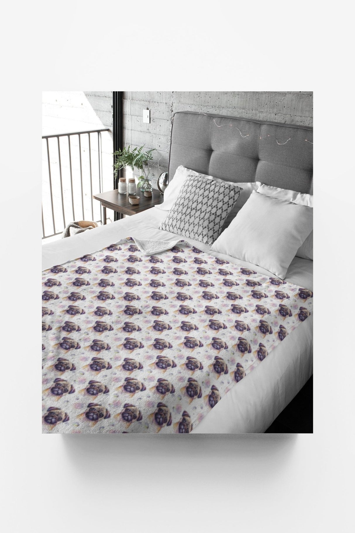 Pugs & Hugs Sherpa Blanket - London Penny Gift Wrap