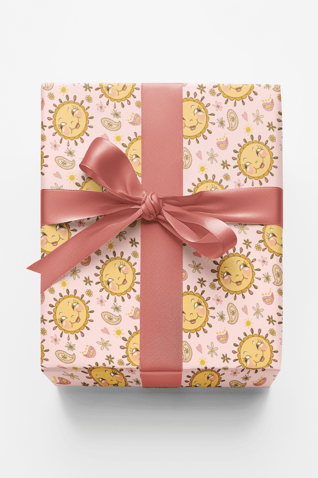 Sunny Sunflower Pink Wrapping Paper | Michelle Gilsey | Artist Corner - London Penny Gift Wrap