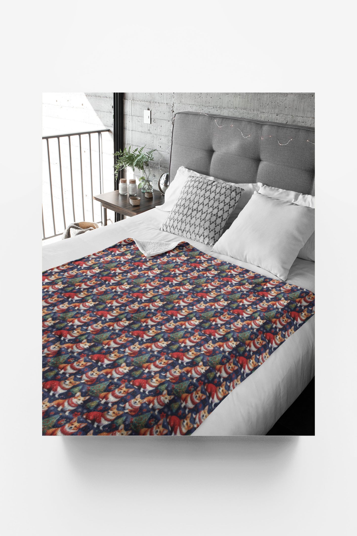 Corgi Under the Pines Sherpa Blanket