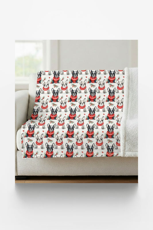 Frosty Frenchies Sherpa Blanket