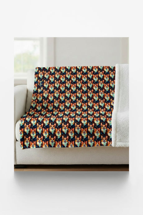 Crown & Corgi Sherpa Blanket - London Penny Gift Wrap