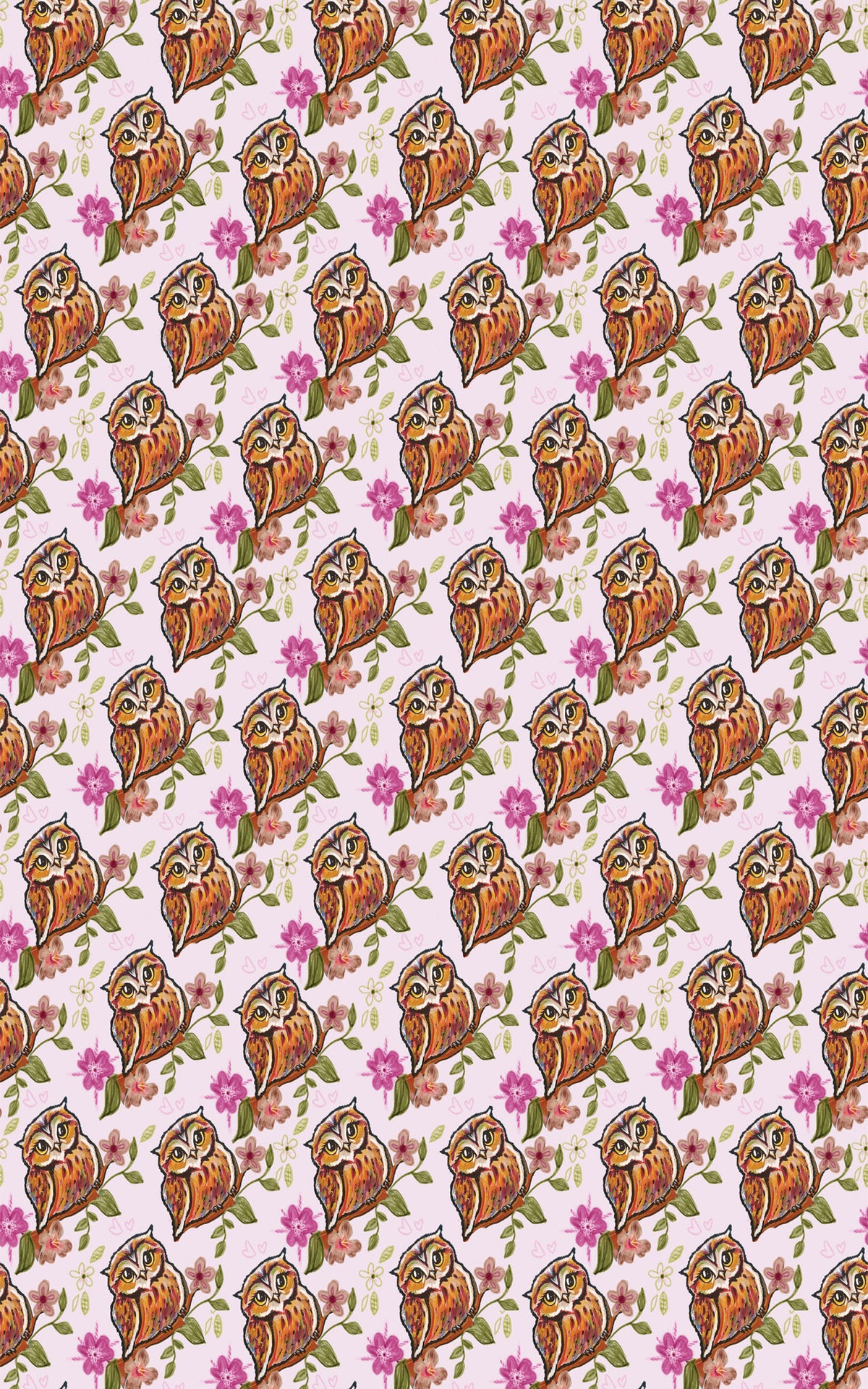Floral Owl Wrapping Paper | Michelle Gilsey | Artist Corner