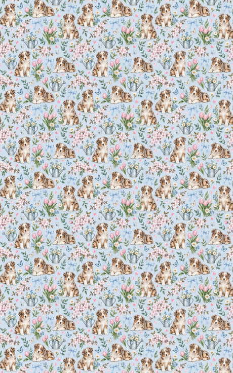 Red merle Aussie Spring Garden Wrapping Paper - London Penny Gift Wrap