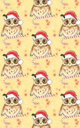 Candycane Owl Wrapping Paper | Michelle Gilsey | Artist Corner