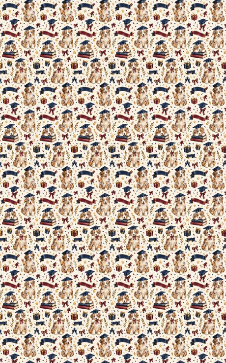 Red merle Aussie Graduation Puppy Wrapping Paper - London Penny Gift Wrap