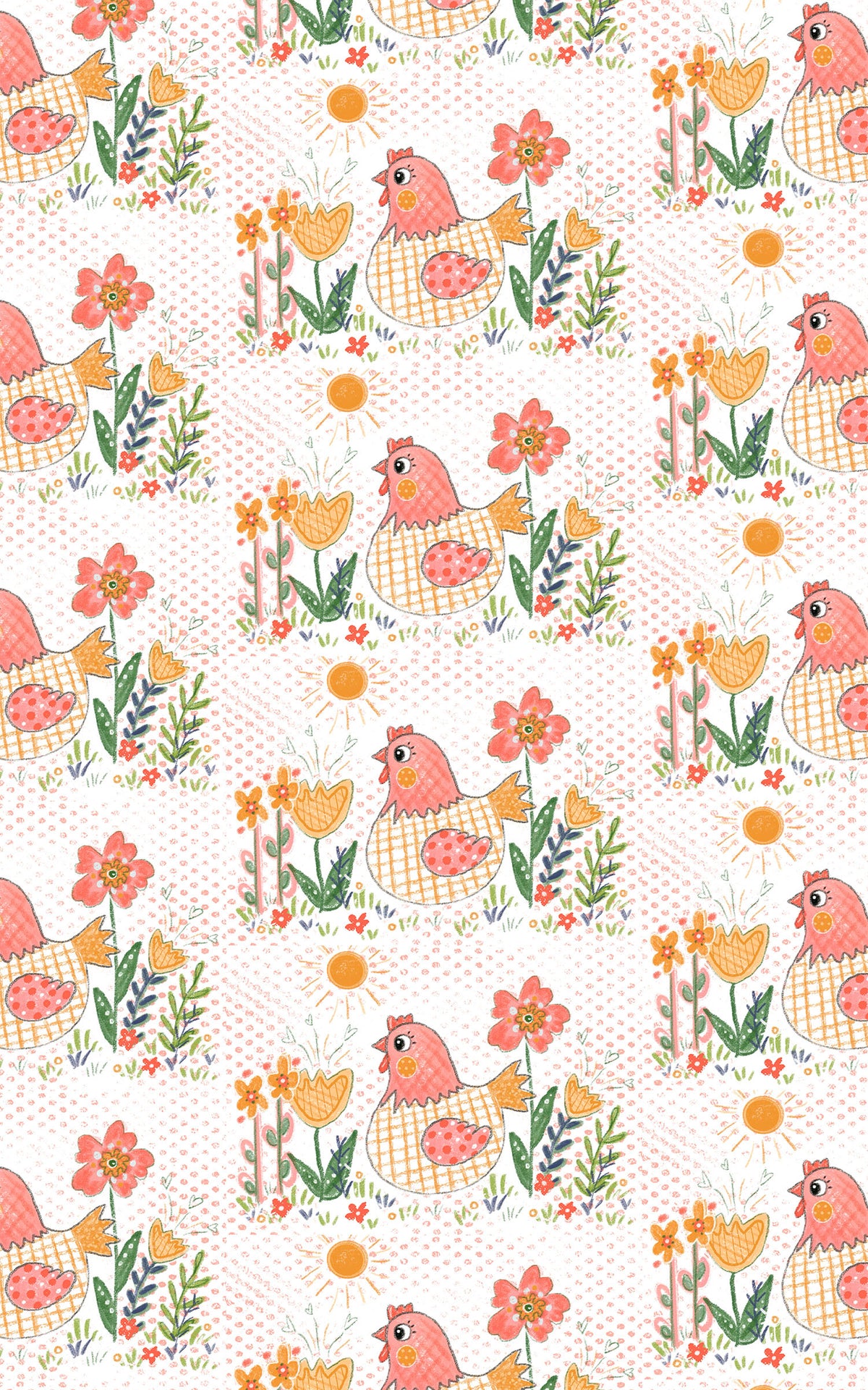 Floral Chicken Wrapping Paper | Michelle Gilsey | Artist Corner