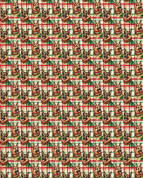 German Shepherd Plaid Parade Sherpa Blanket - London Penny Gift Wrap