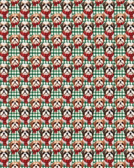 Shih Tzu Plaid Parade Sherpa Blanket - London Penny Gift Wrap