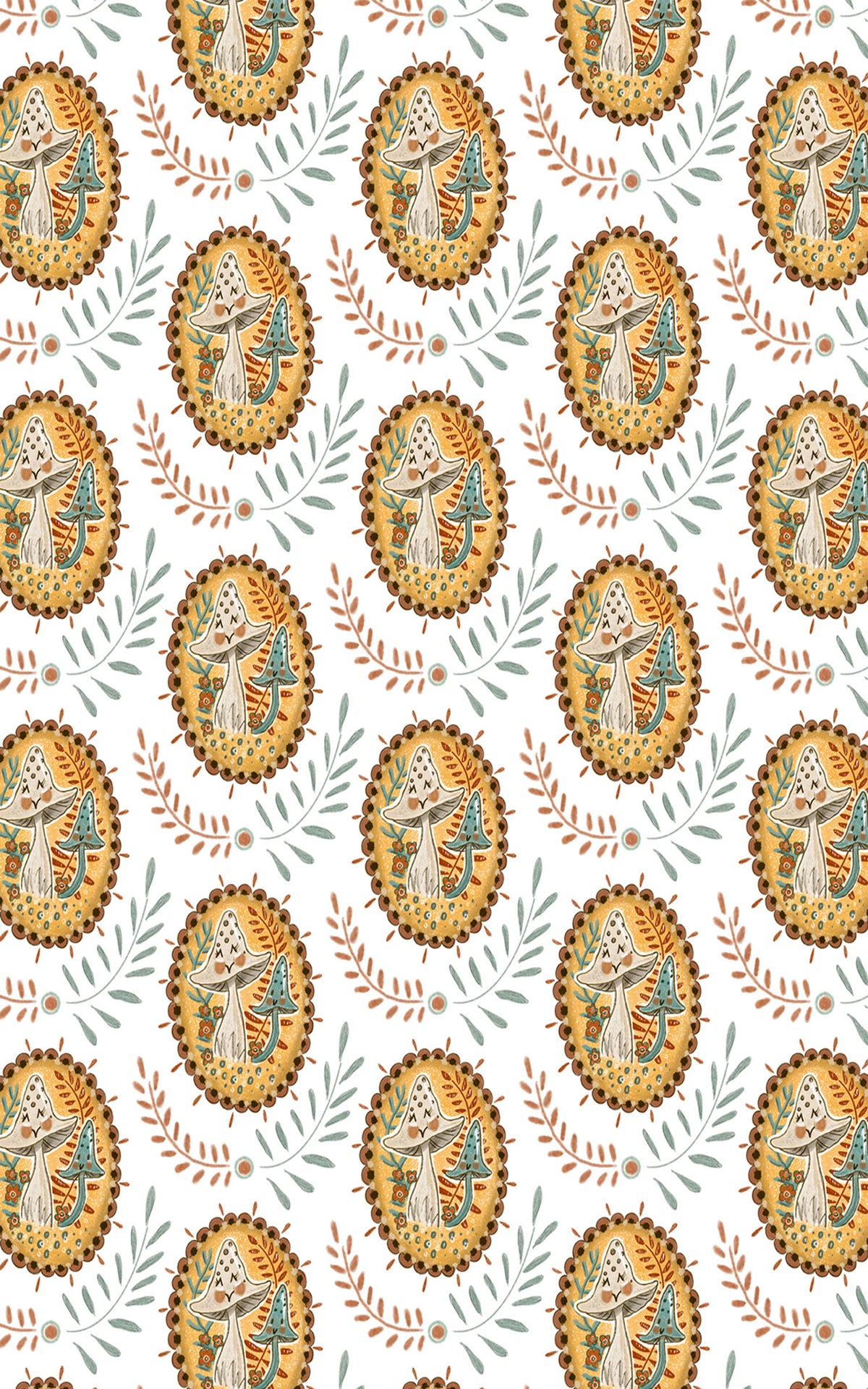 Friendly Mushrooms Wrapping Paper | Michelle Gilsey | Artist Corner