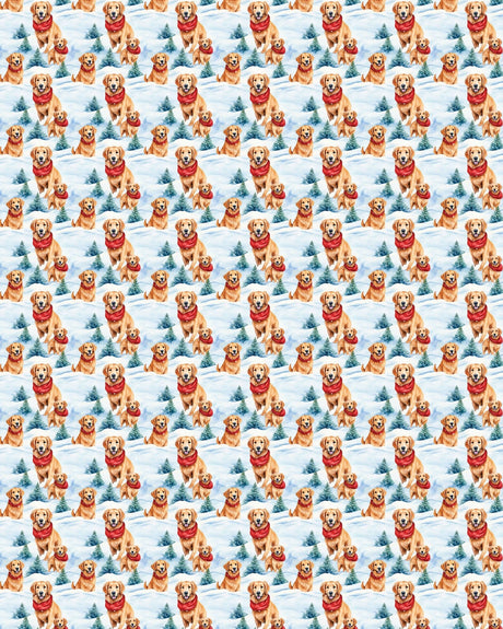 Snowbound Goldens Sherpa Blanket - London Penny Gift Wrap