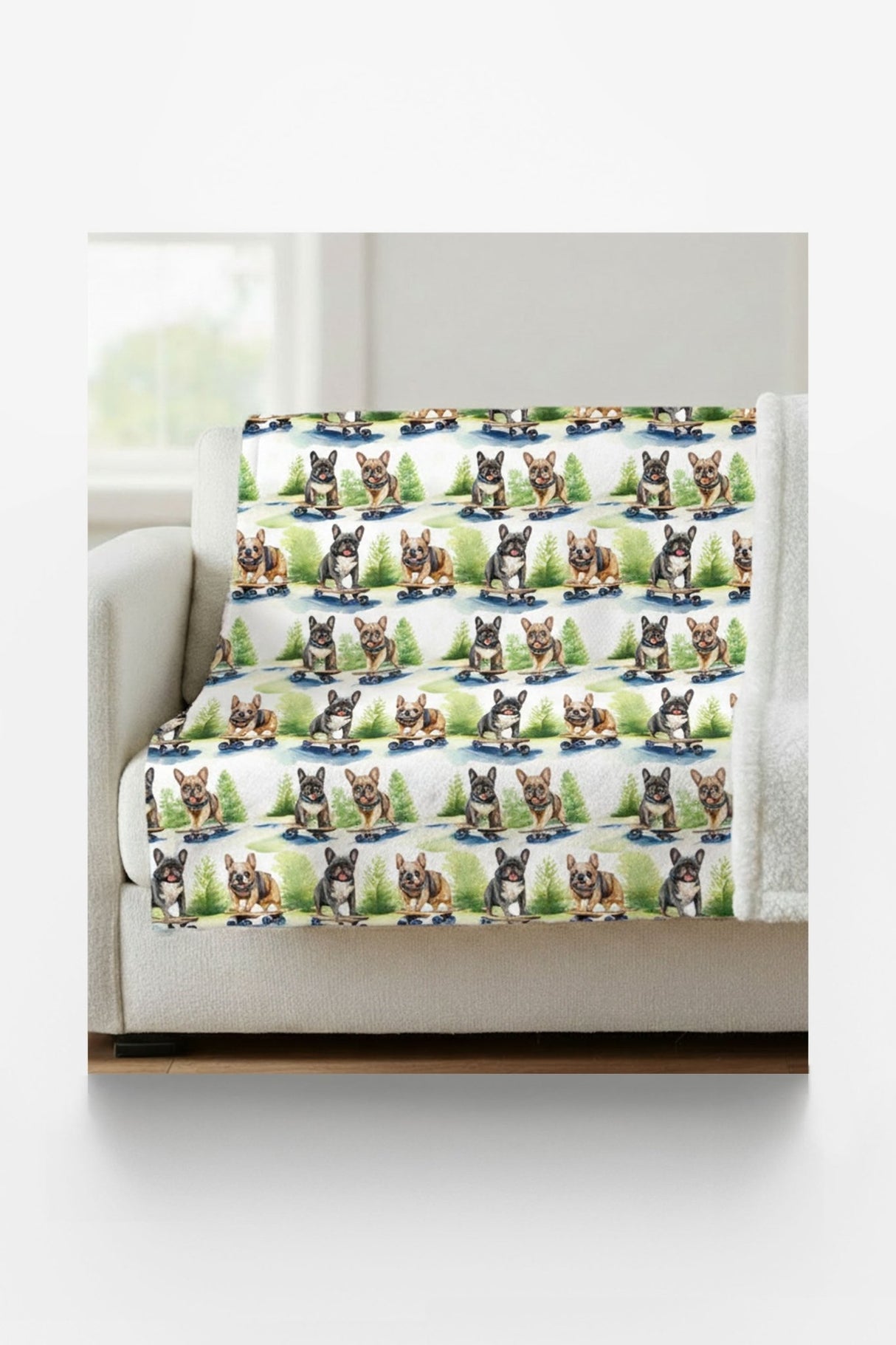 Frenchie Street Skates Sherpa Blanket - London Penny Gift Wrap