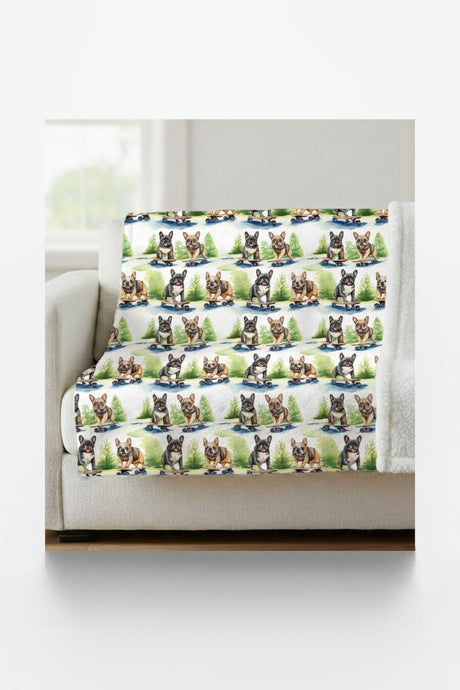 Frenchie Street Skates Sherpa Blanket - London Penny Gift Wrap